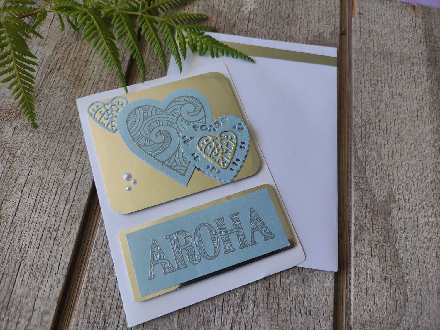 Silver &amp; light blue &quot;Aroha&quot; card