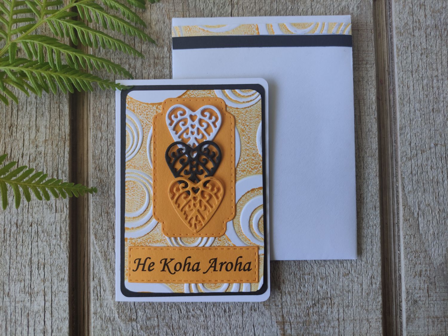 Yellow, White &amp; black &quot;He Koha Aroha&quot; Mini Card