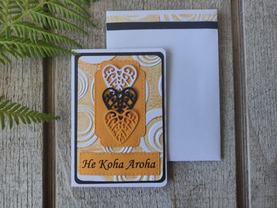 Yellow, White &amp; black &quot;He Koha Aroha&quot; Mini Card