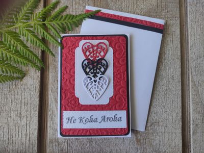 Red, White &amp; black  &quot;He Koha Aroha&quot; Mini Card