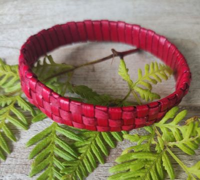 Dark red harakeke bangle