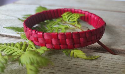 Dark red harakeke bangle