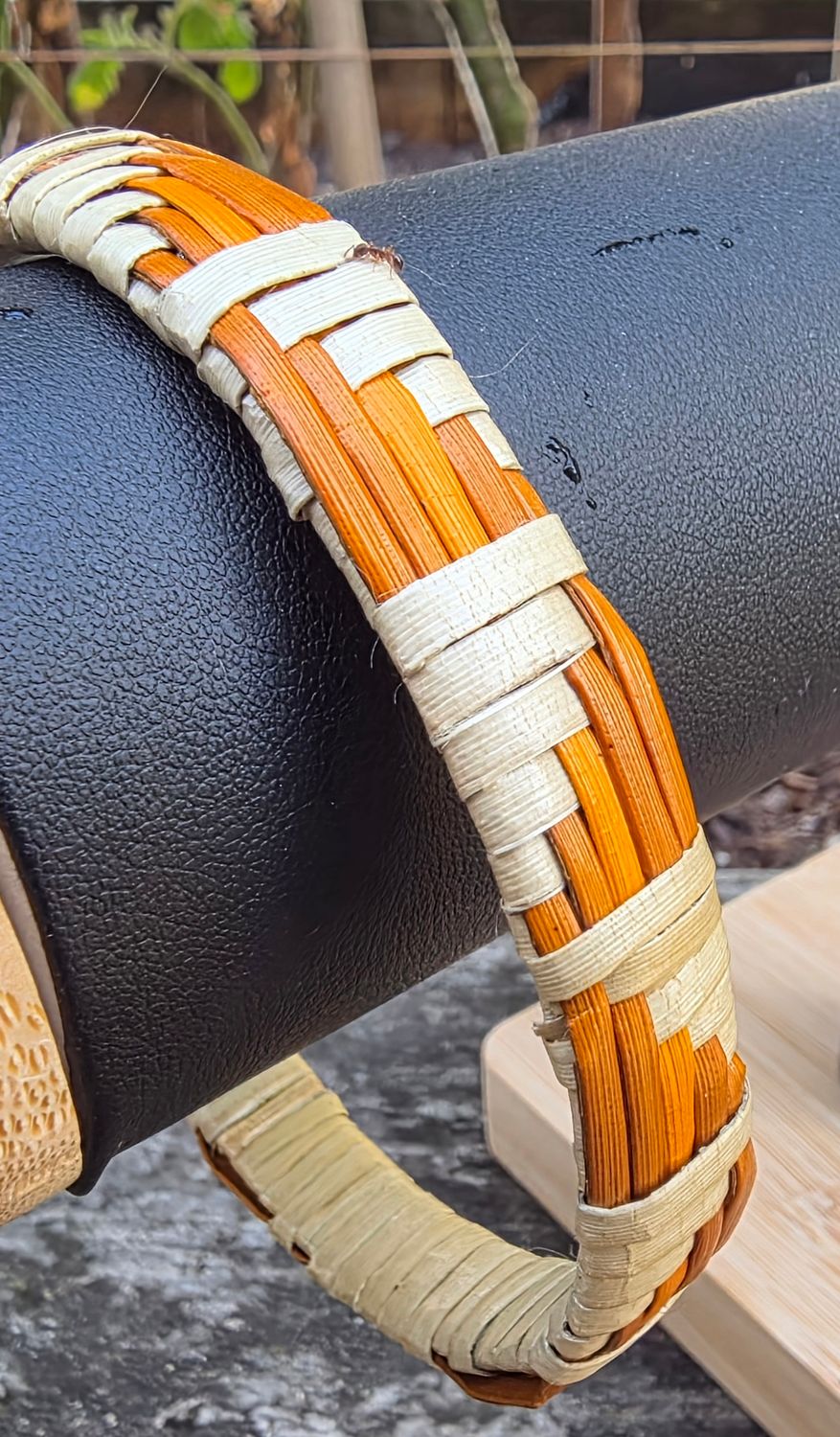 Natural &amp; orange toned harakeke bangle