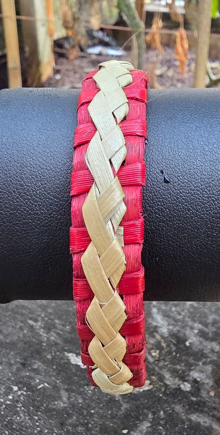 Dark red harakeke bangle