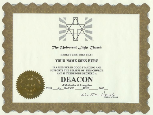 FREE! Deacon Certificate