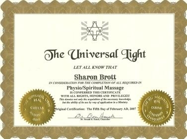 The Universal Light's Exclusive Physio/Spiritual Massage Certificate