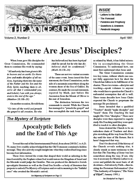 The Voice of Elijah® April 1991 Newsletter