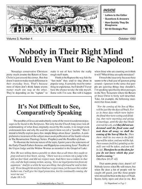 The Voice of Elijah® October 1992 Newsletter