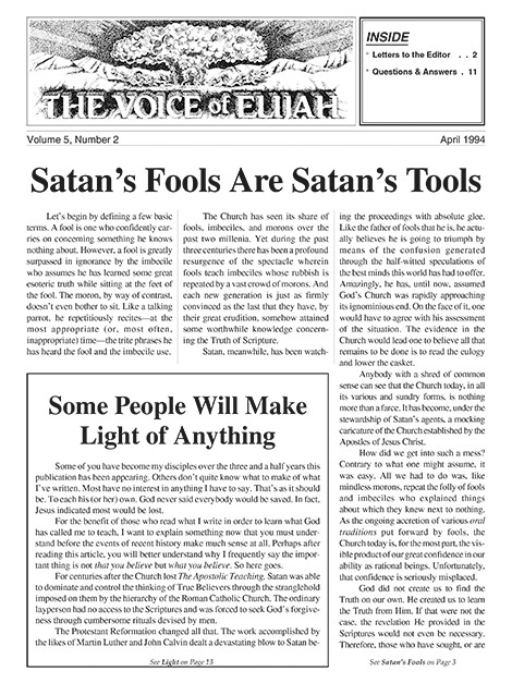 The Voice of Elijah® April 1994 Newsletter