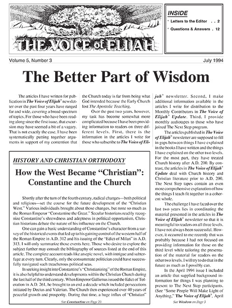 The Voice of Elijah® July 1994 Newsletter