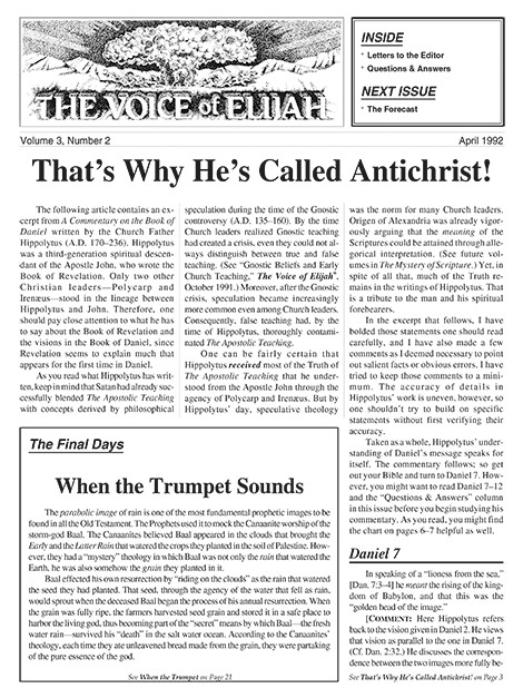 The Voice of Elijah® April 1992 Newsletter