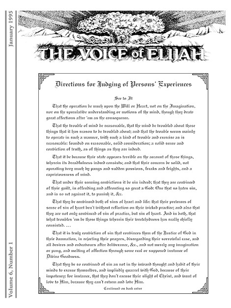 The Voice of Elijah® January 1995 Newsletter