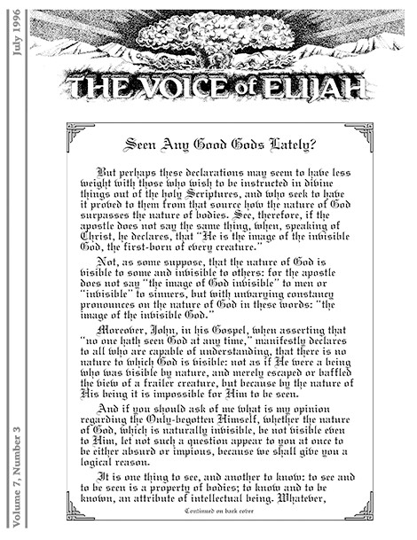 The Voice of Elijah® July 1996 Newsletter