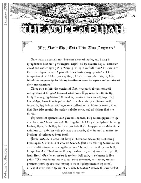 The Voice of Elijah® January 1998 Newsletter
