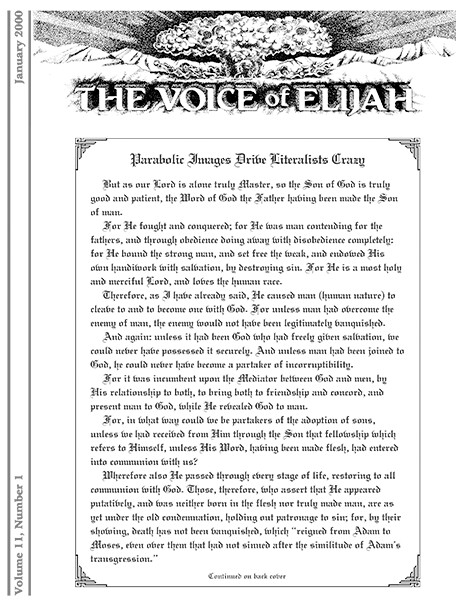 The Voice of Elijah® January 2000 Newsletter