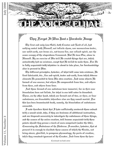 The Voice of Elijah® July 2000 Newsletter