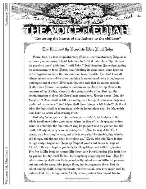 The Voice of Elijah® January 2005 Newsletter