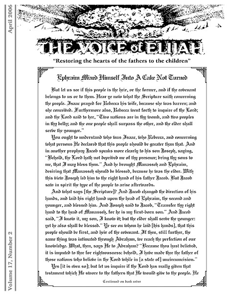 The Voice of Elijah® April 2006 Newsletter