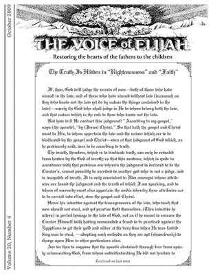 The Voice of Elijah® October 2009 Newsletter