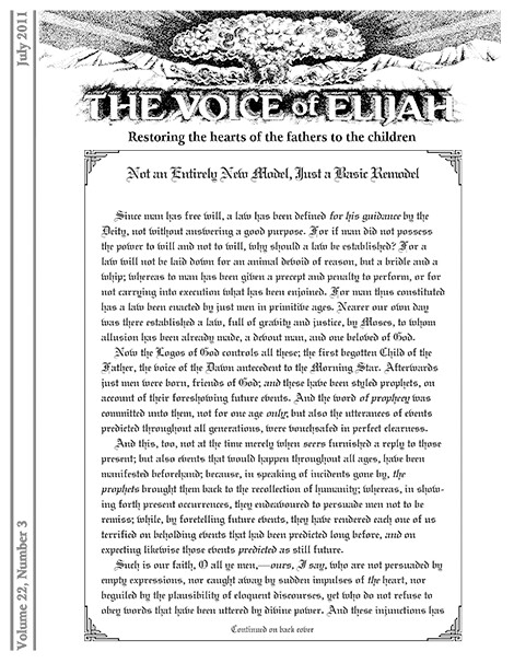 The Voice of Elijah® July 2011 Newsletter