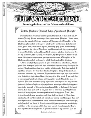 The Voice of Elijah® January 2012 Newsletter