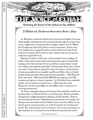The Voice of Elijah® July 2012 Newsletter