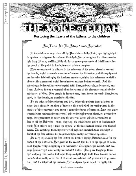 The Voice of Elijah® January 2013 Newsletter