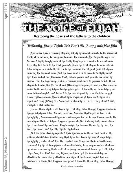 The Voice of Elijah® April 2015 Newsletter