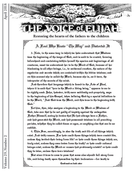The Voice of Elijah® April 2018 Newsletter