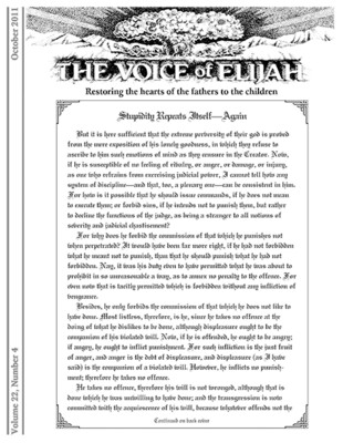 The Voice of Elijah® October 2011 Newsletter