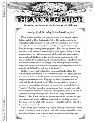 The Voice of Elijah® October 2012 Newsletter