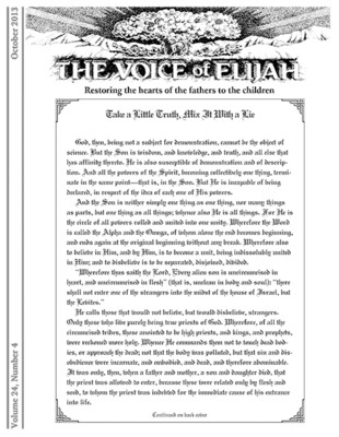 The Voice of Elijah® October 2013 Newsletter