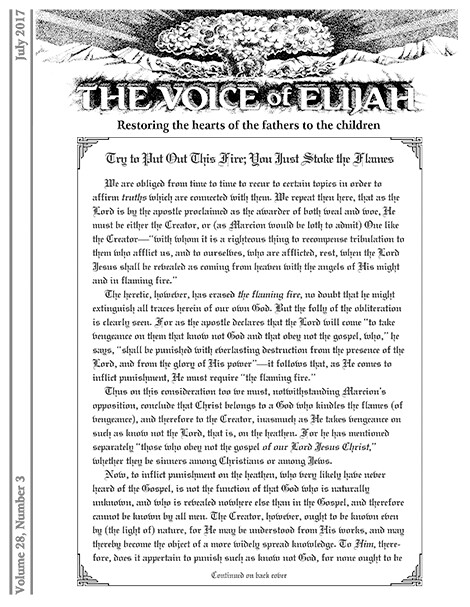 The Voice of Elijah® July 2017 Newsletter