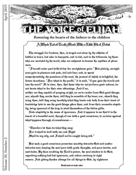 The Voice of Elijah® April 2019 Newsletter