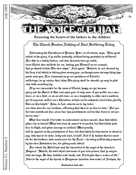 The Voice of Elijah® July 2020 Newsletter
