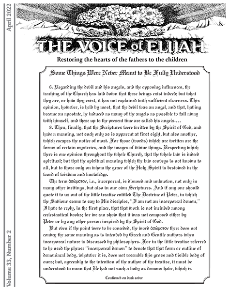 The Voice of Elijah® April 2022 Newsletter