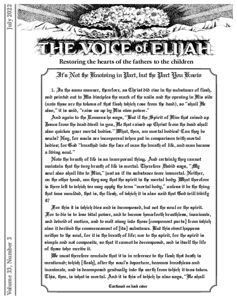 The Voice of Elijah® July 2022 Newsletter