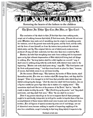 The Voice of Elijah® October 2022 Newsletter