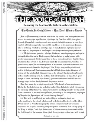 The Voice of Elijah® April 2023 Newsletter