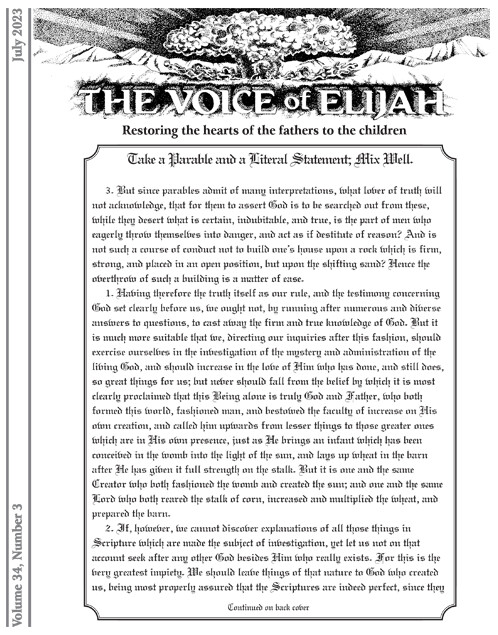 The Voice of Elijah® July 2023 Newsletter