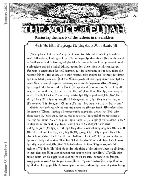 The Voice of Elijah® January 2024 Newsletter