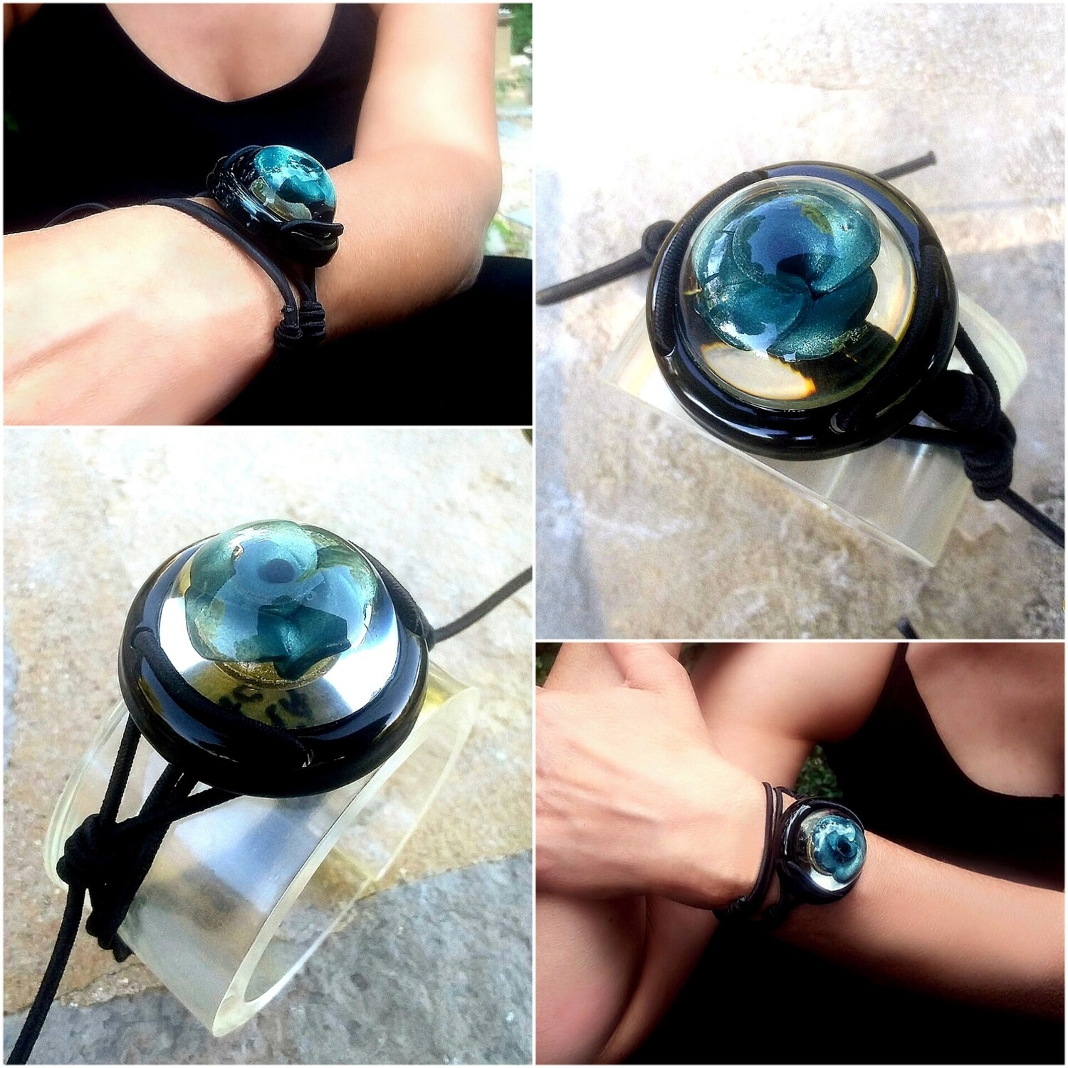 Bracelet Fleur Argent Bleu So Chic 