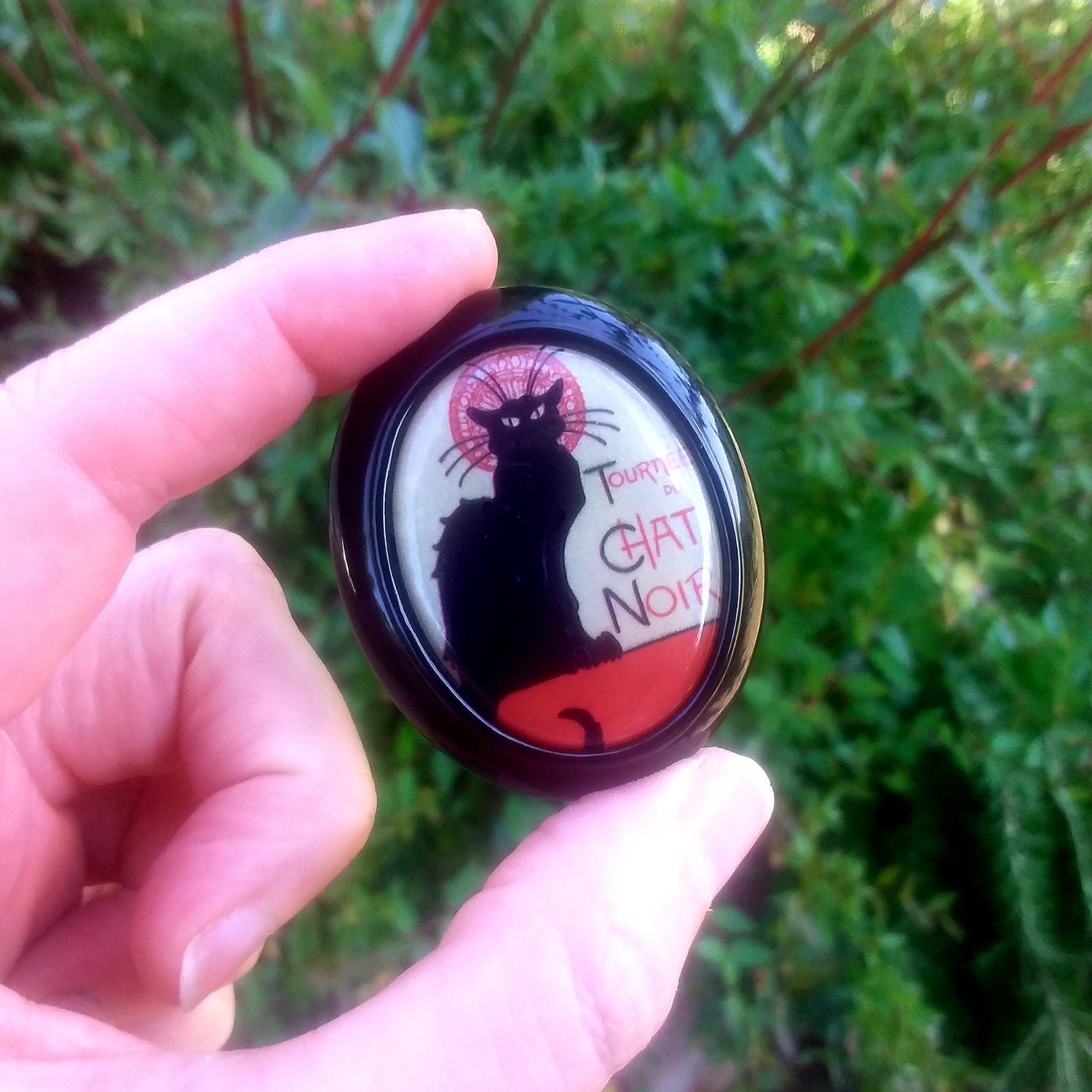 Broche Ovale Le Chat Noir