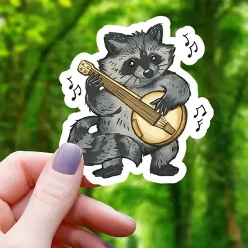 Racoon Playing Banjo Sticker