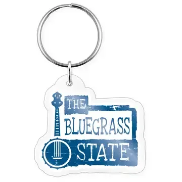 Keychain Ky Bluegrass State With Banjo