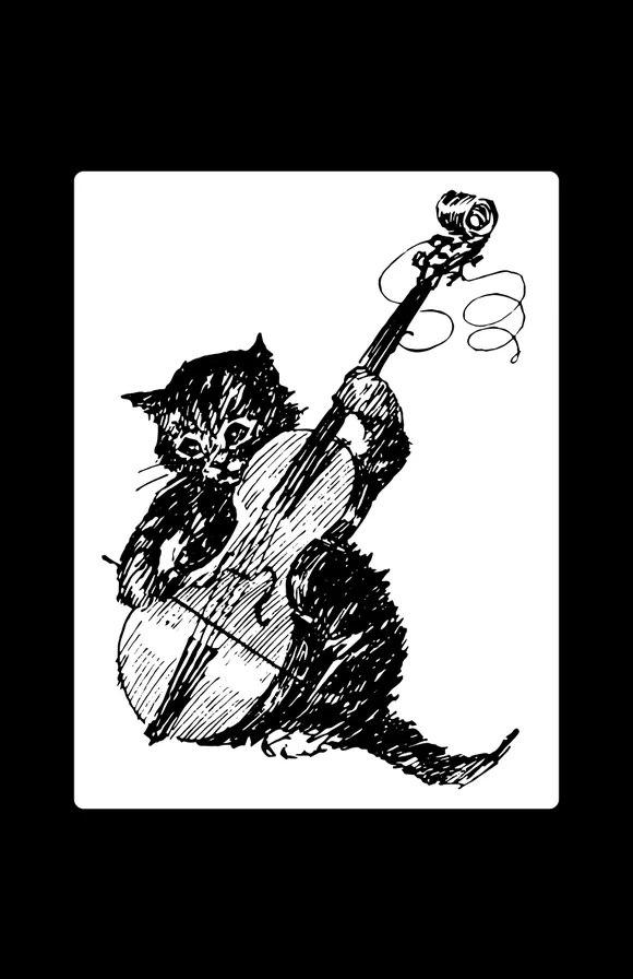 Cat Playing Fiddle Sticker