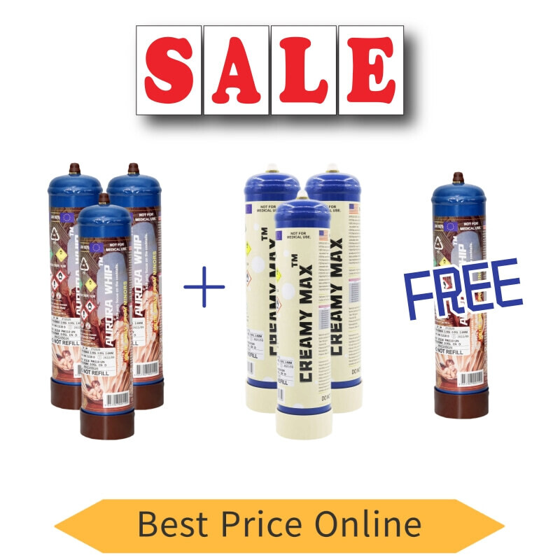 3x 1.1L AuroraWhip + 3x 660g Creamy Max + 1 Free Tank