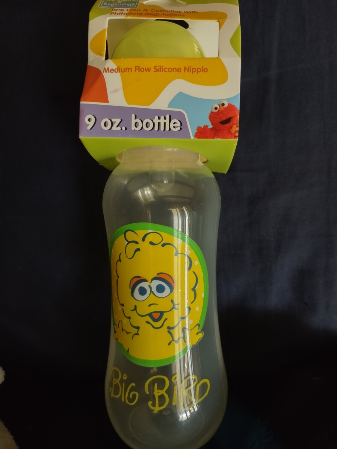 Sesame Beginnings Big Bird Bottle 9 Oz Medium Flow Silicone Nipple BPA Free