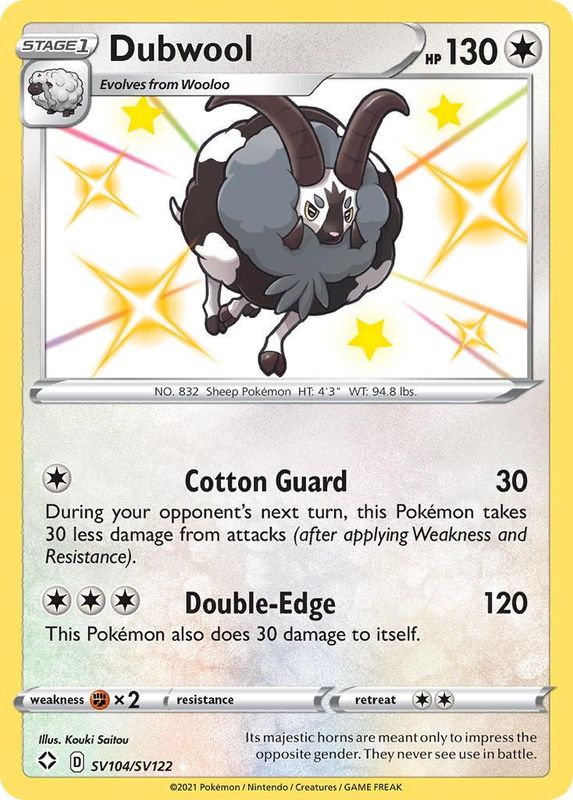 Dubwool - Shining Fates SV104/SV122 - Pokemon TCG - LP - Shiny Holo Rare