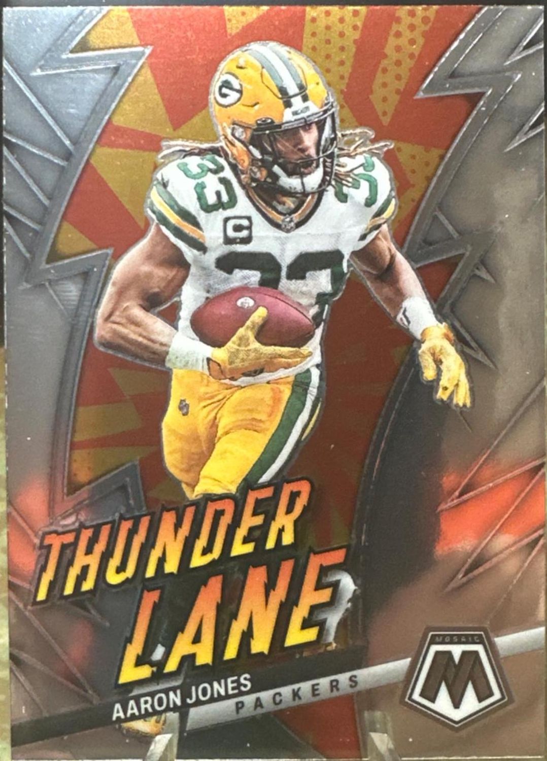 Aaron Jones #TL-AJ | 2023 Panini Mosaic Thunder Lane